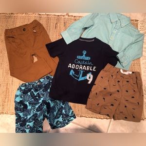 3T boy summer bundle.Coordinated in navy, mint and brown.Mix/match Varied brands